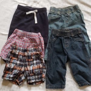 Toddler lot Jean sweatpants and shorts 12 months
